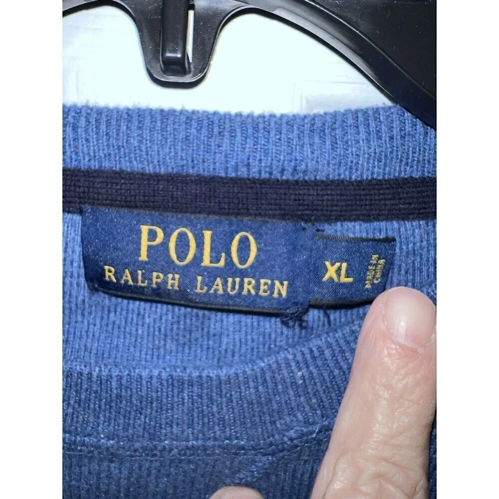 POLO RALPH LAUREN Mens Dark Blue Classic Crew-Neck Sweater Cotton Knit Size XL
